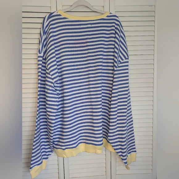 WE THE FREE Free People Classic Pullover Sweatshirt in Blue Combo Size XL - Picture 6 of 14